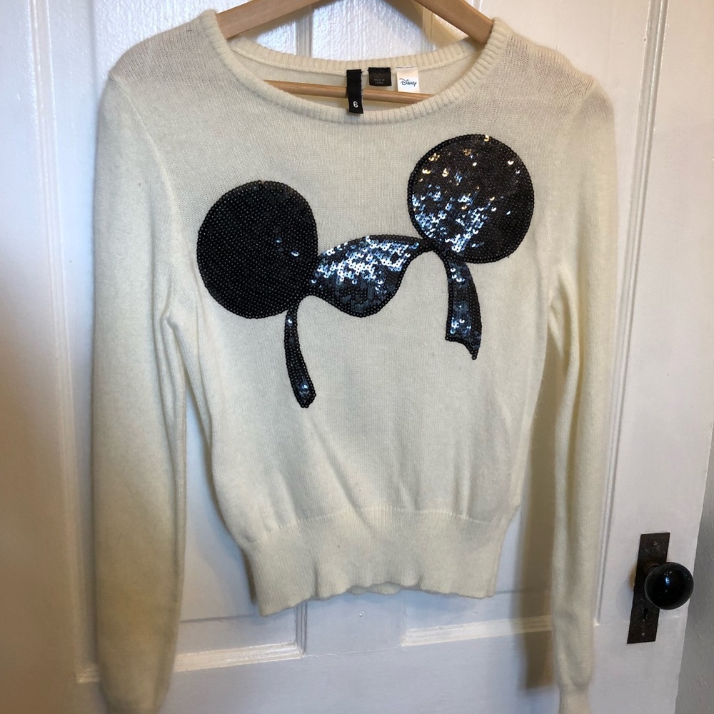 Sequined Mickey Ears Angora Sweater